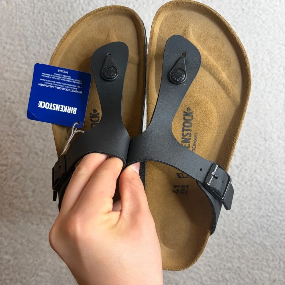 Birkenstock Gizeh Birko-Flor Black Thong Sandal Mens 8 Women 10 EU 41 NEW no box